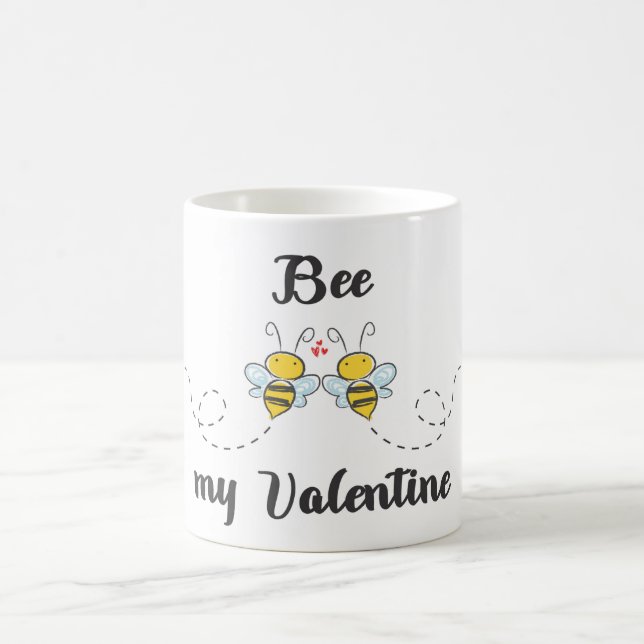 "Bee my Valentine" Wortpuff mit niedlichen Bienen Kaffeetasse (Mittel)