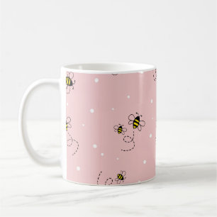 Bee nahtloses Muster auf pastellfarbenem Hintergru Kaffeetasse
