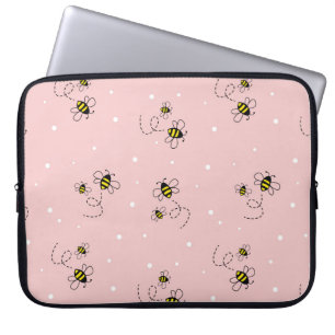 Bee nahtloses Muster auf pastellfarbenem Hintergru Laptopschutzhülle