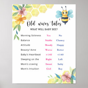 Bee Old Ehefrauen Tales Gender Reveal Board Poster