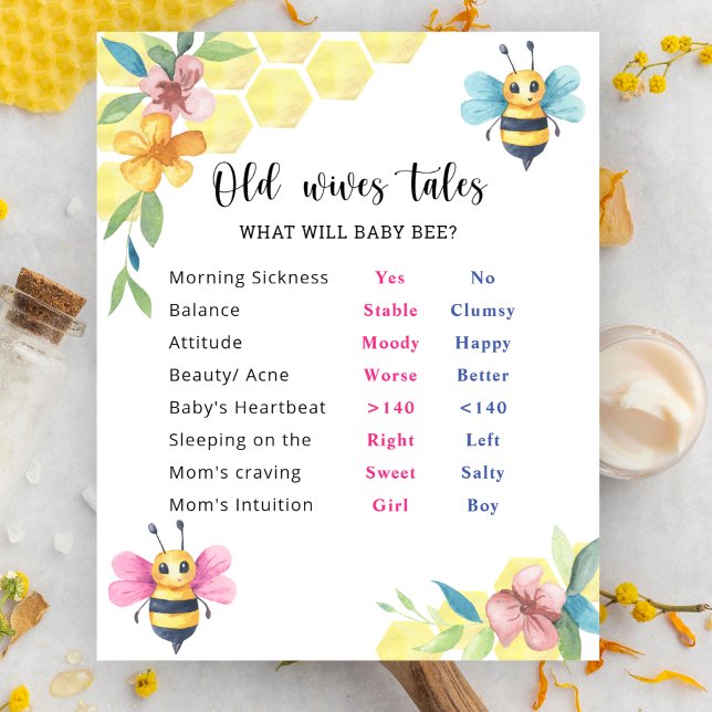 Bee Old Ehefrauen Tales Gender Reveal Board Poster (Von Creator hochgeladen)