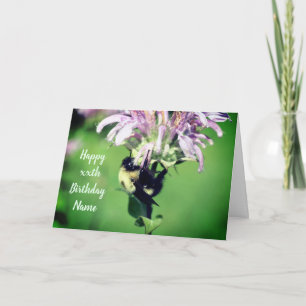 Bee On Bee Balm Blume Personalisiert Geburtstag  Karte