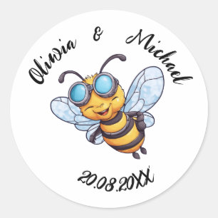 Bee on Honey Jars Runder Aufkleber