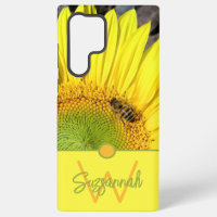 Bee On Sunflower Initial Letter Monogram