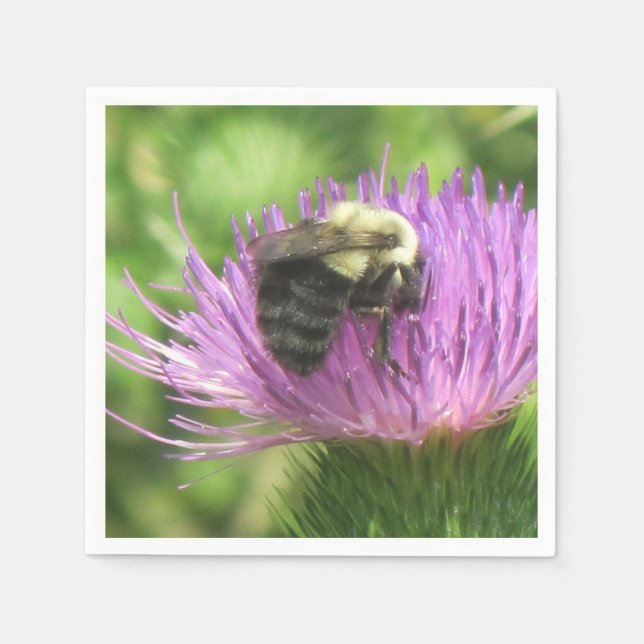 Bee on Thistle Napkin Serviette (Vorderseite)