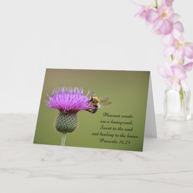 Bee on Thistle Thinking Deiner Karte mit Schrift (Orchidee)