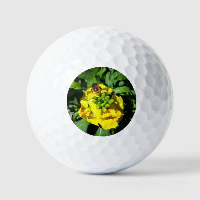 Bee on Yellow Flowers Golfball (Vorderseite)