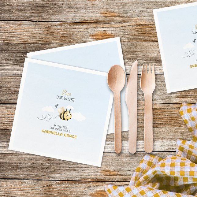 Bee Our Guest Sip and See  Serviette (Bee Theme Sip and See Napkin )