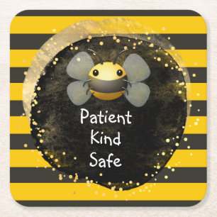 Bee Patient und sicher Rechteckiger Pappuntersetzer