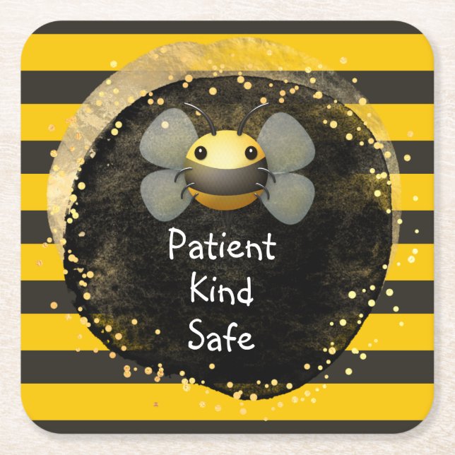 Bee Patient und sicher Rechteckiger Pappuntersetzer (Vorderseite)