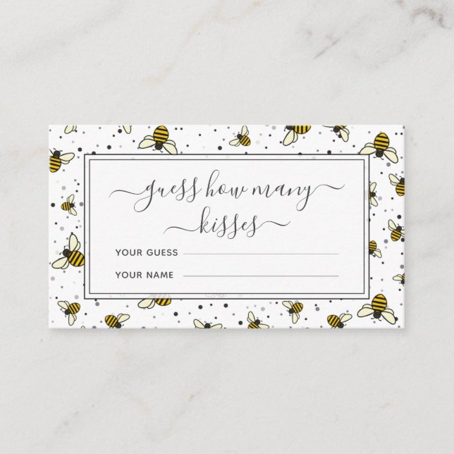 Bee Pattern Guess Wie viele Kisses Bridal Spiel Begleitkarte (Vorderseite)