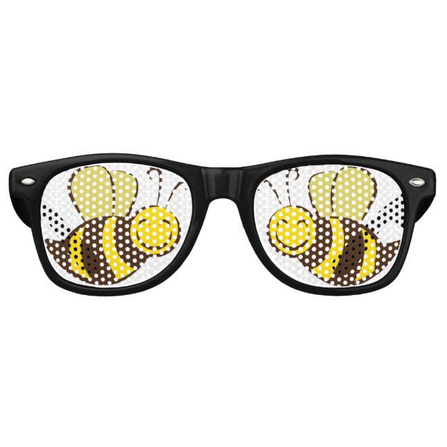Bee Pattern Print Retro Sonnenbrille (Vorderseite)