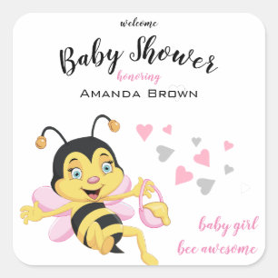Bee Phantastisch Baby Girl Dusche   Quadratischer Aufkleber