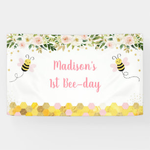 Bee Pink Gold Floral Geburtstag Banner