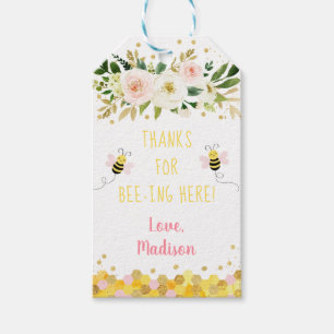 Bee Pink Gold Floral Geburtstag Vielen Dank Geschenkanhänger