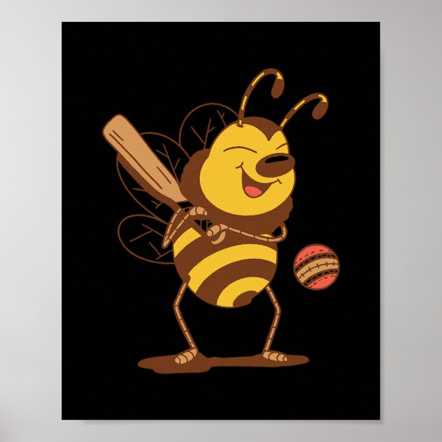 Bee Playing Cricket  Poster (Vorne)