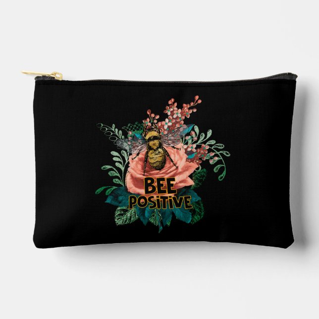 Bee Positive Floral Vibes Drawstring Bag Zubehörtasche (Vorderseite)