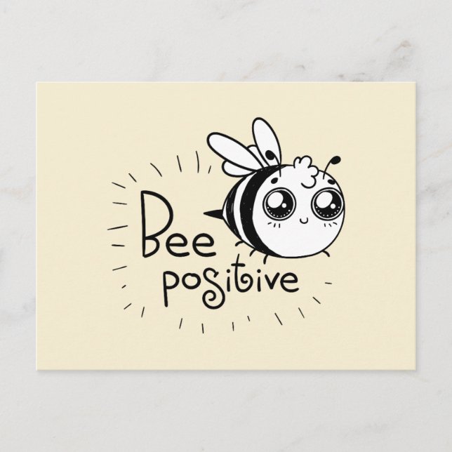 Bee Positive Funny Cartoon Postkarte (Vorderseite)