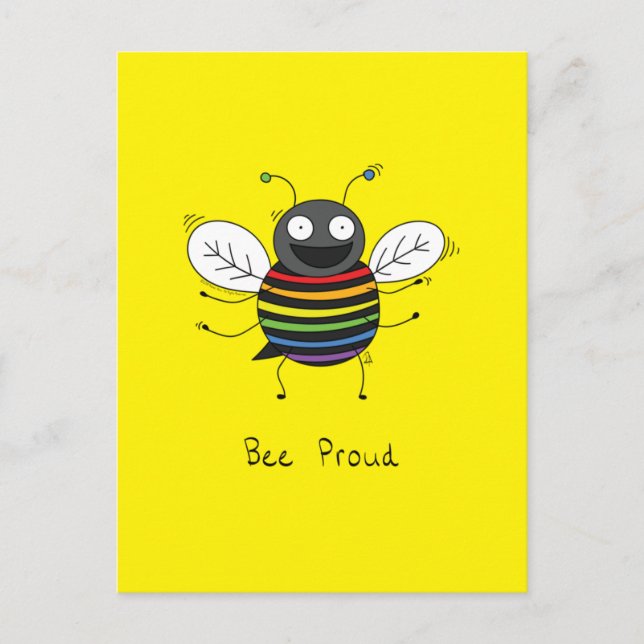 Bee Proud Gay Pride LGBTQ Postkarte (Vorderseite)
