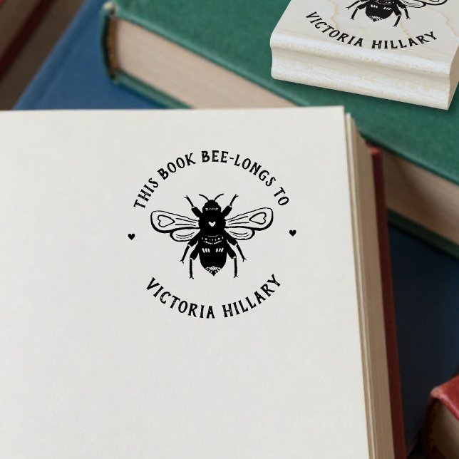 Bee Pun Book Stamp Gummistempel (Von Creator hochgeladen)