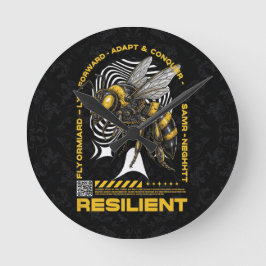 Bee Resilient – Motivational Bee Positivity Design Runde Wanduhr
