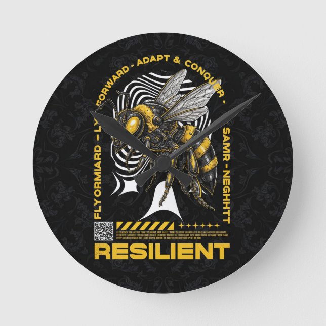 Bee Resilient – Motivational Bee Positivity Design Runde Wanduhr (Vorderseite)