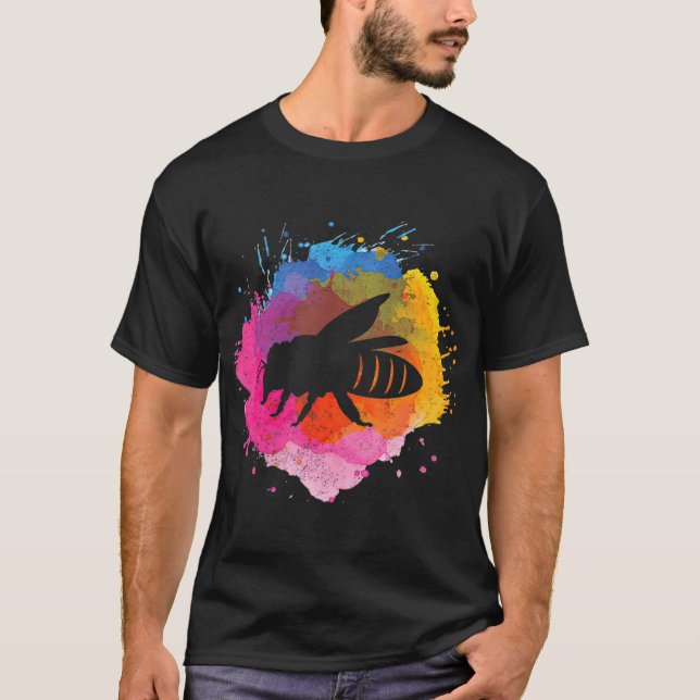 Bee Retro Watercolor Splash Gift T-Shirt (Vorderseite)