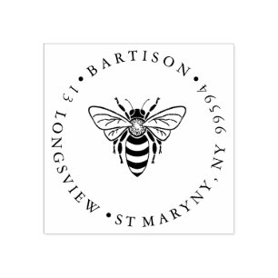 BEE ROUND RÜCKSENDEADRESSE GUMMISTEMPEL