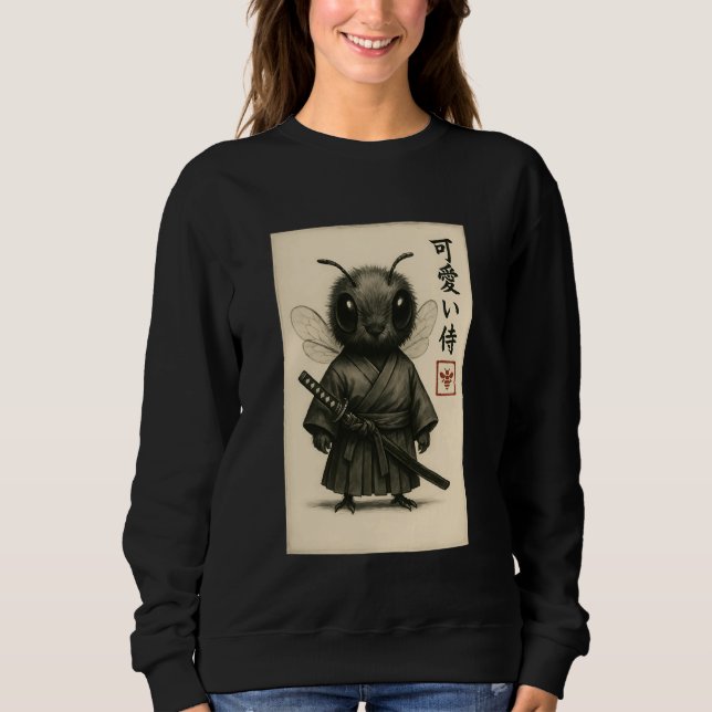 Bee Samurai Ink Art Sumi-e Style Novelty Kawaii Wo Sweatshirt (Vorderseite)