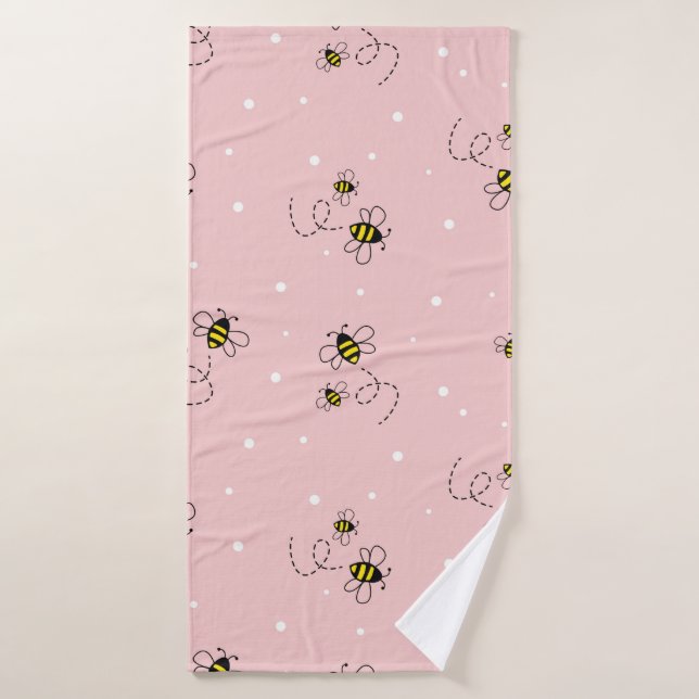 Bee seamless pattern on pastel background. Vintage Badehandtuch (Badehandtuch)