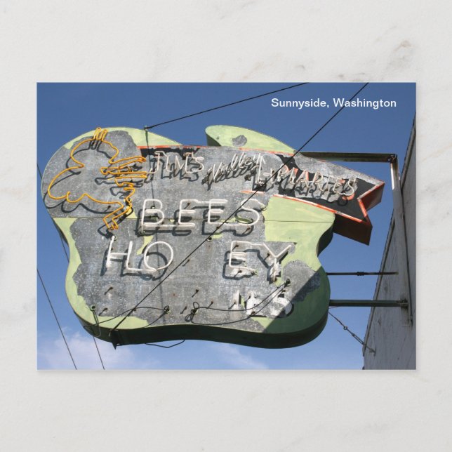 Bee Sign-Sunnyside, Washington Postkarte (Vorderseite)