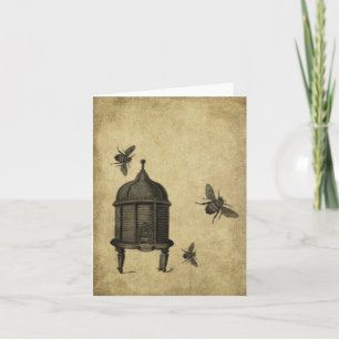 Bee Skep & Bees- Prim Lil Note Cards Karte