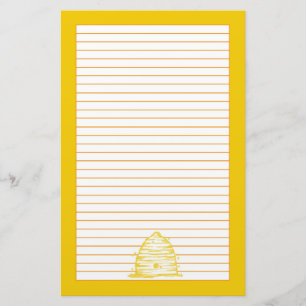 Bee Skep Letter Writing Yellow Lined Briefpapier