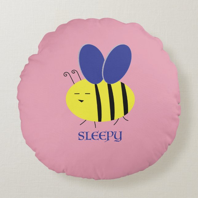 Bee Sleepy Rundes Kissen (Vorderseite)