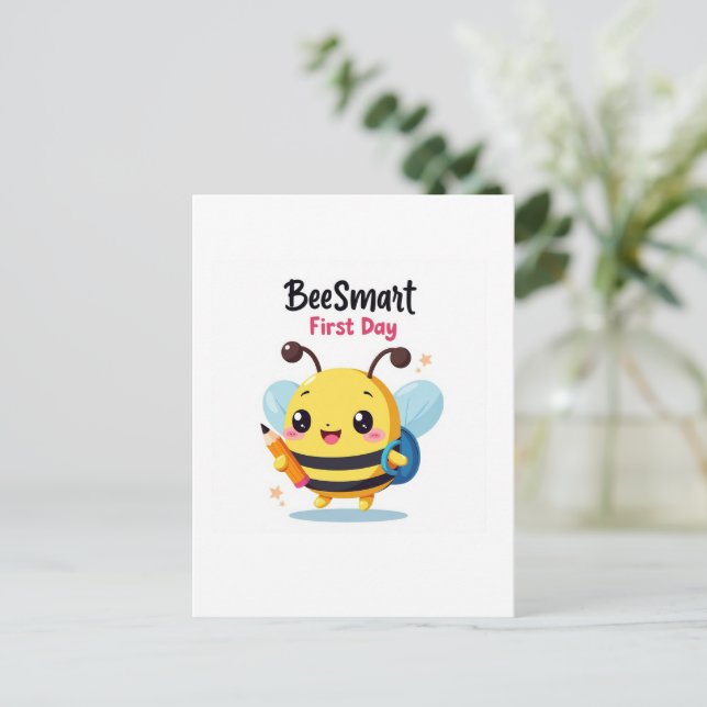 Bee Smart First Day School Postcard Postkarte (Stehend Vorderseite)