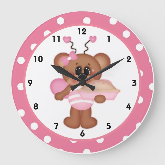 Bee Still My Heart Valentine's Day Clock d8 Große Wanduhr (Vorderseite)