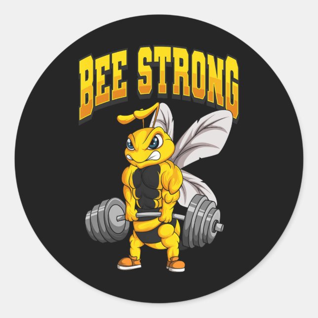 Bee Strong Gym Fitness Bodybuilding Runder Aufkleber (Vorderseite)