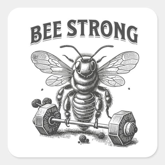 Bee Strong Quadratischer Aufkleber (Vorderseite)