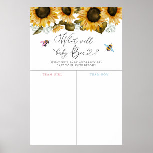 Bee Sunflower Gender Reveal Stimmzeichen Poster