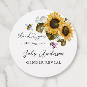 Bee Sunflowers Boho Gender Reveal Geschenkanhänger