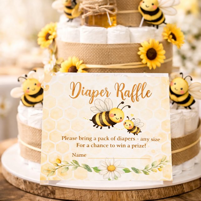 Bee Theme Diaper Raffle Baby Shower Visitenkarte (Von Creator hochgeladen)