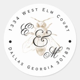 Bee Themed Rücksendeadresse Runder Aufkleber
