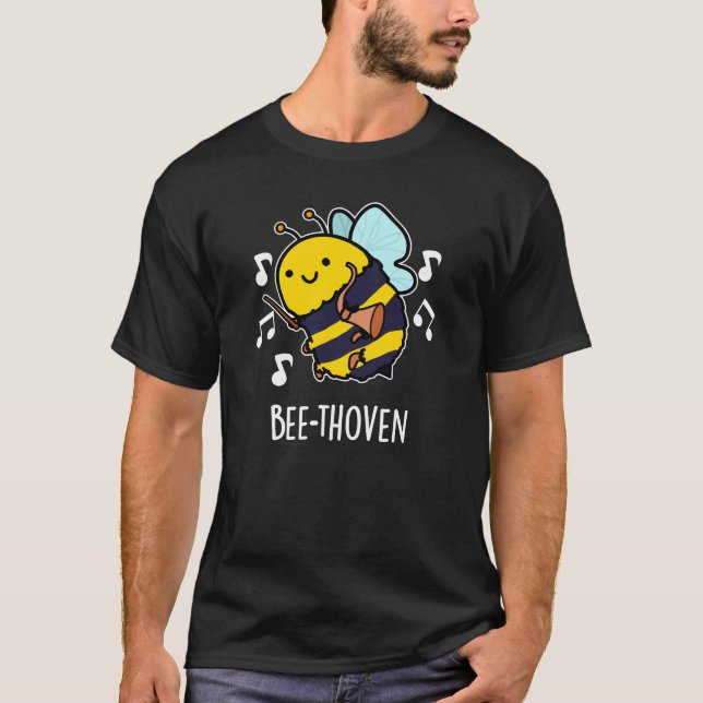 Bee-thoven Funny Music Bee Pun Dark BG T-Shirt (Vorderseite)
