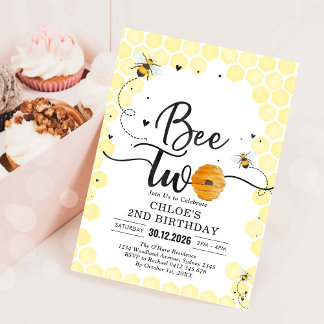 Bee Two Honey Bee 2nd Birthday Invitation Einladung