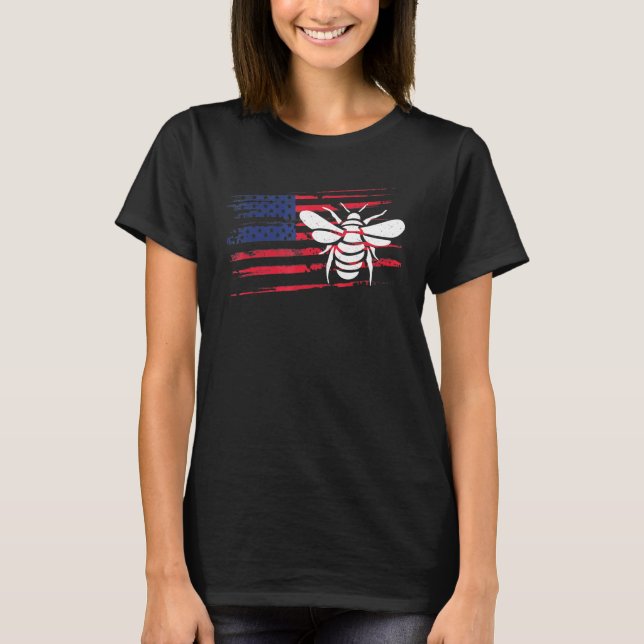 Bee US American Flag Wasp 4. Juli Ant Insect U T-Shirt (Vorderseite)