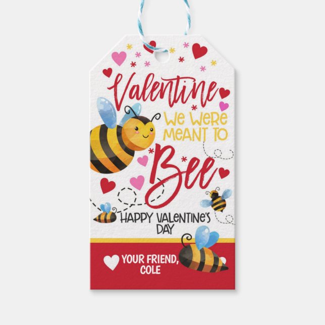 Bee Valentine Favor Tag Geschenkanhänger (Vorderseite)