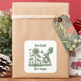 Bee Vintage Sunflower Gardening for Home gardeners Quadratischer Aufkleber