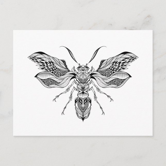 Bee-Wasp Tattoo Postkarte (Vorderseite)