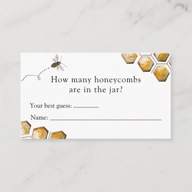 Bee Wie viele Honeycombs Baby Shower Game Card Begleitkarte (Vorderseite)