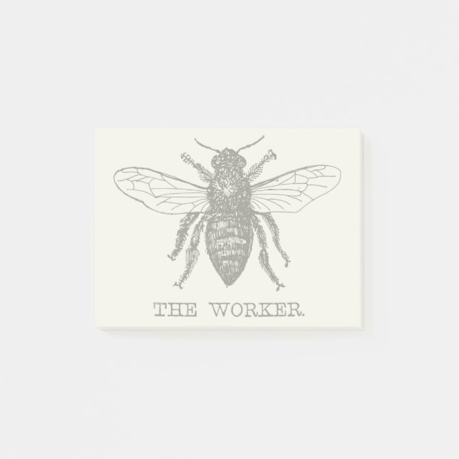 Bee Worker Honey Black Bumblebee Post-it Klebezettel (Vorderseite)